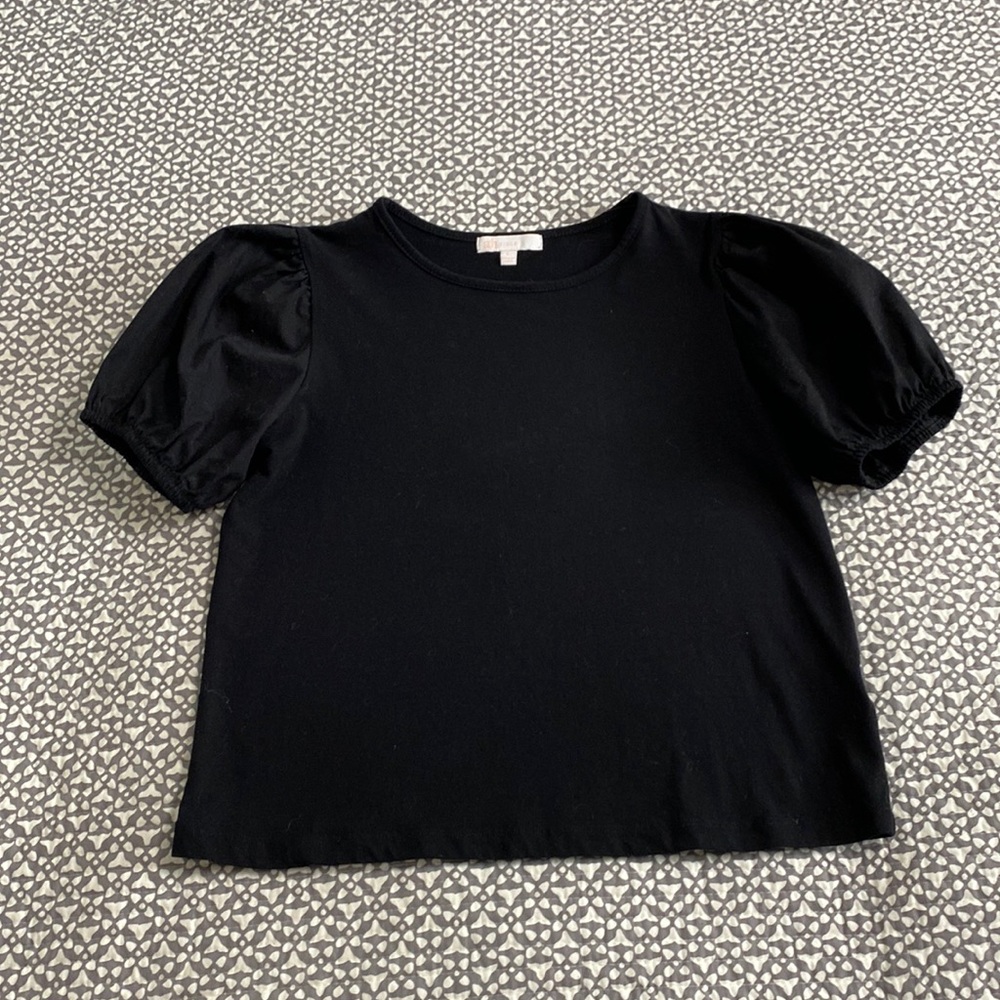 BTS 📚BIG GIRLS/TWEEN black puff sleeve tee #backtoschool